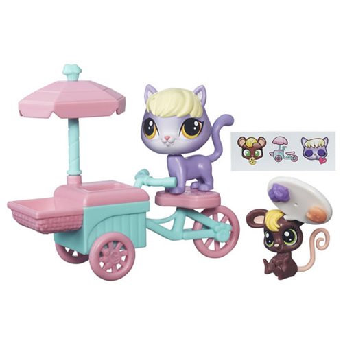 Littlest Pet Shop City Rides Kitten and Mouse Cart, Not Mint